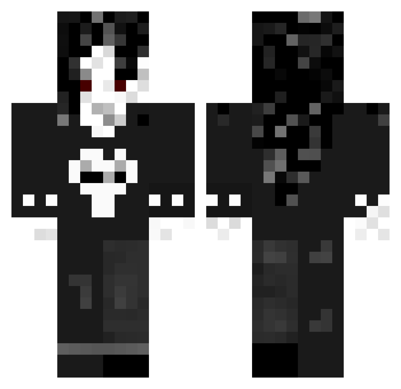 SkratROCKS Minecraft skin, front and back view