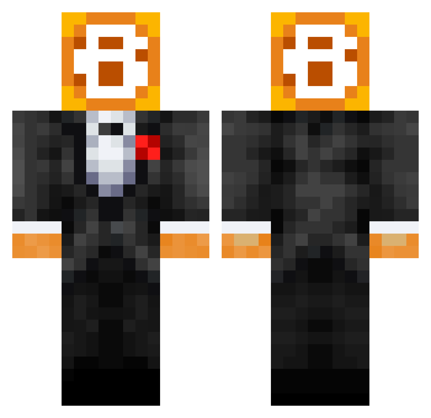 Starred Minecraft skin, front and back view