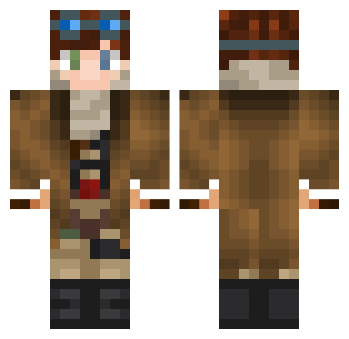 TimesZone Minecraft skin, front and back view