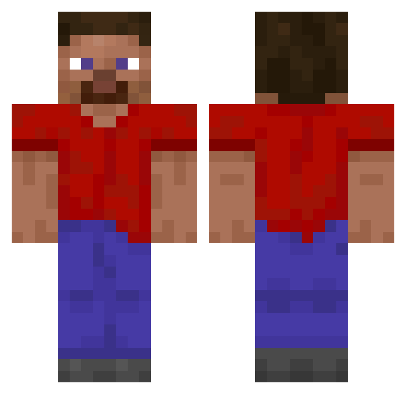 potatoBedwars Minecraft skin, front and back view