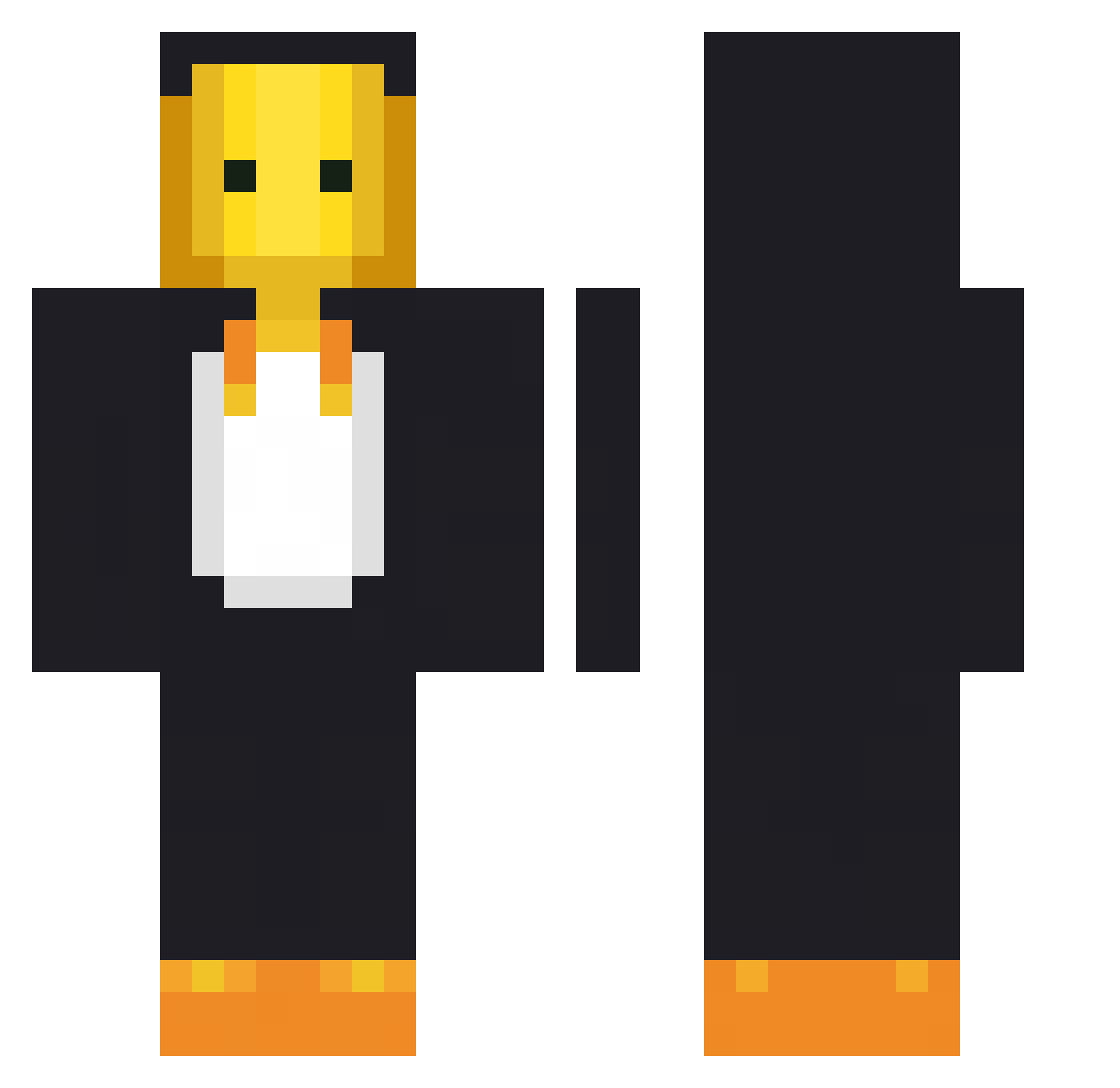 Then Minecraft skin, front and back view