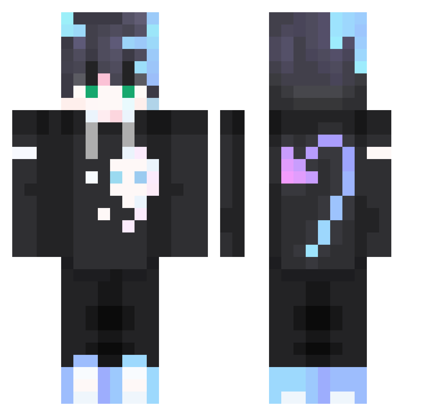 Grinch2648 Minecraft skin, front and back view