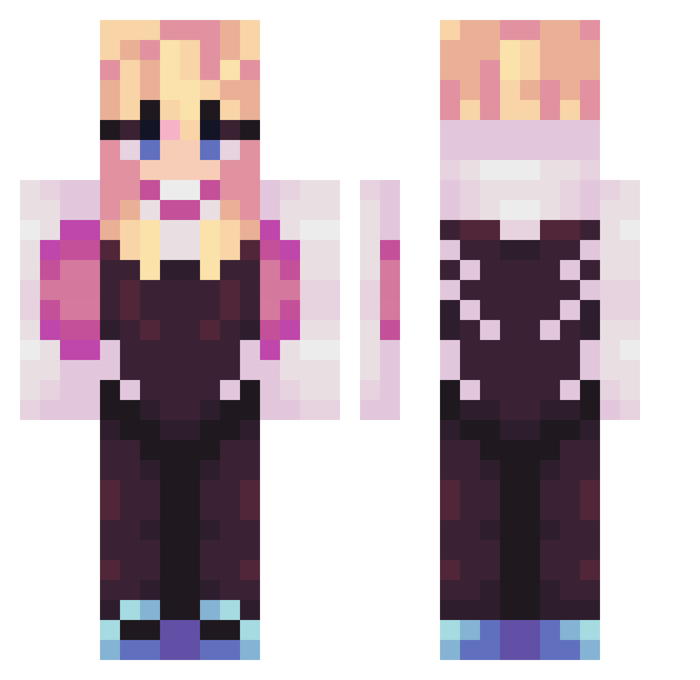 Akyre Minecraft skin, front and back view