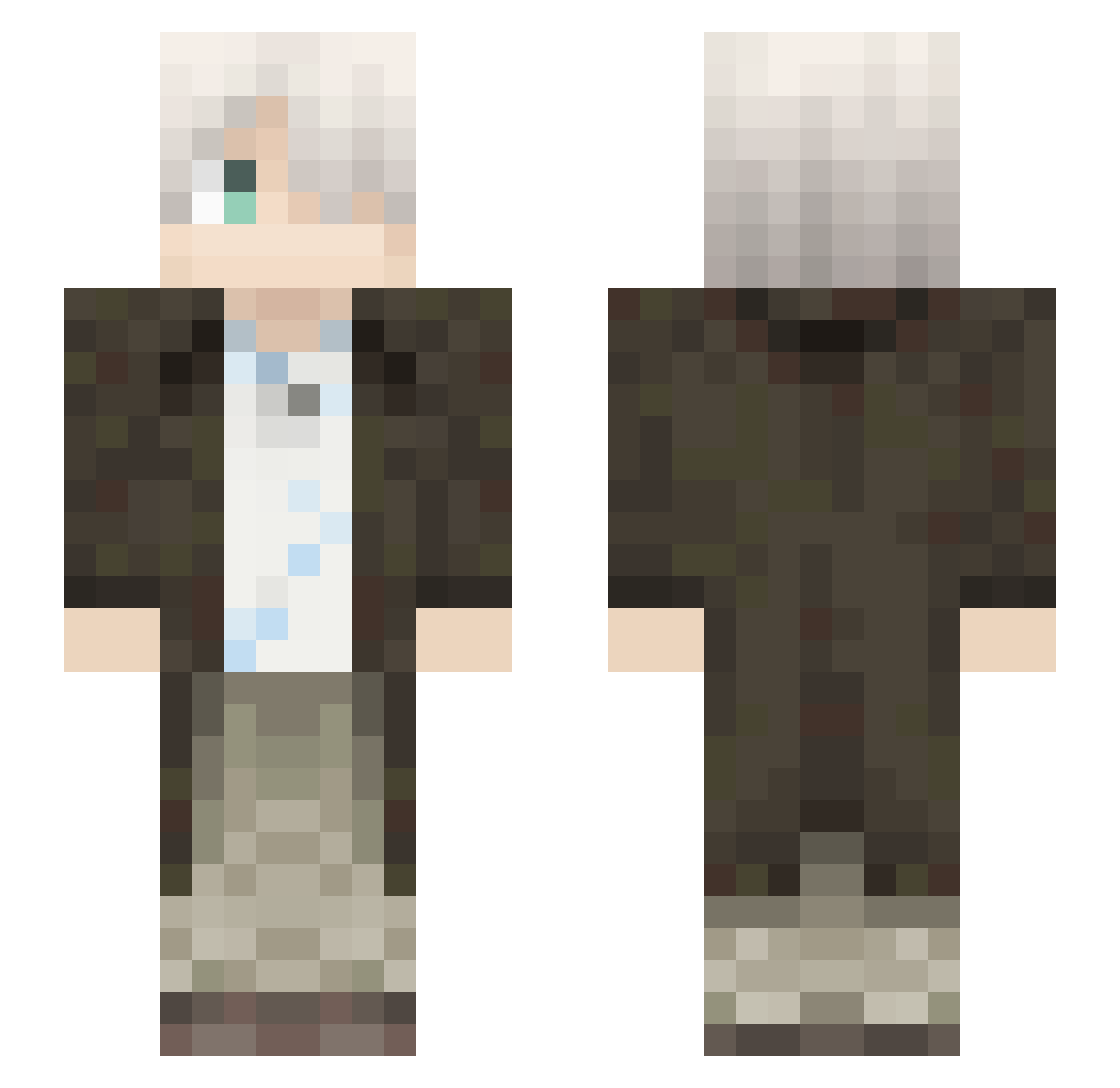 RawCalcium Minecraft skin, front and back view