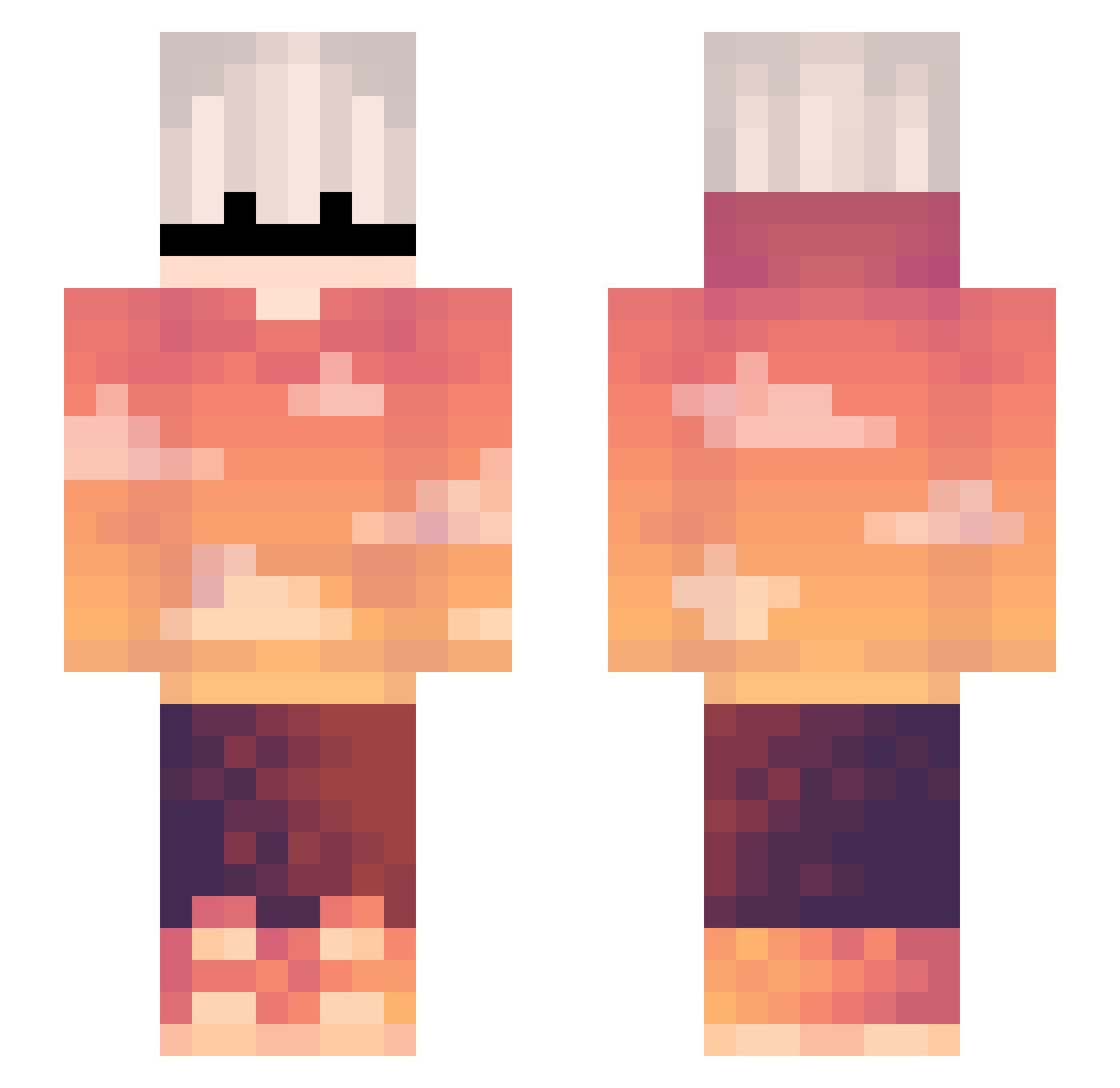 ActuallyMe Minecraft skin, front and back view
