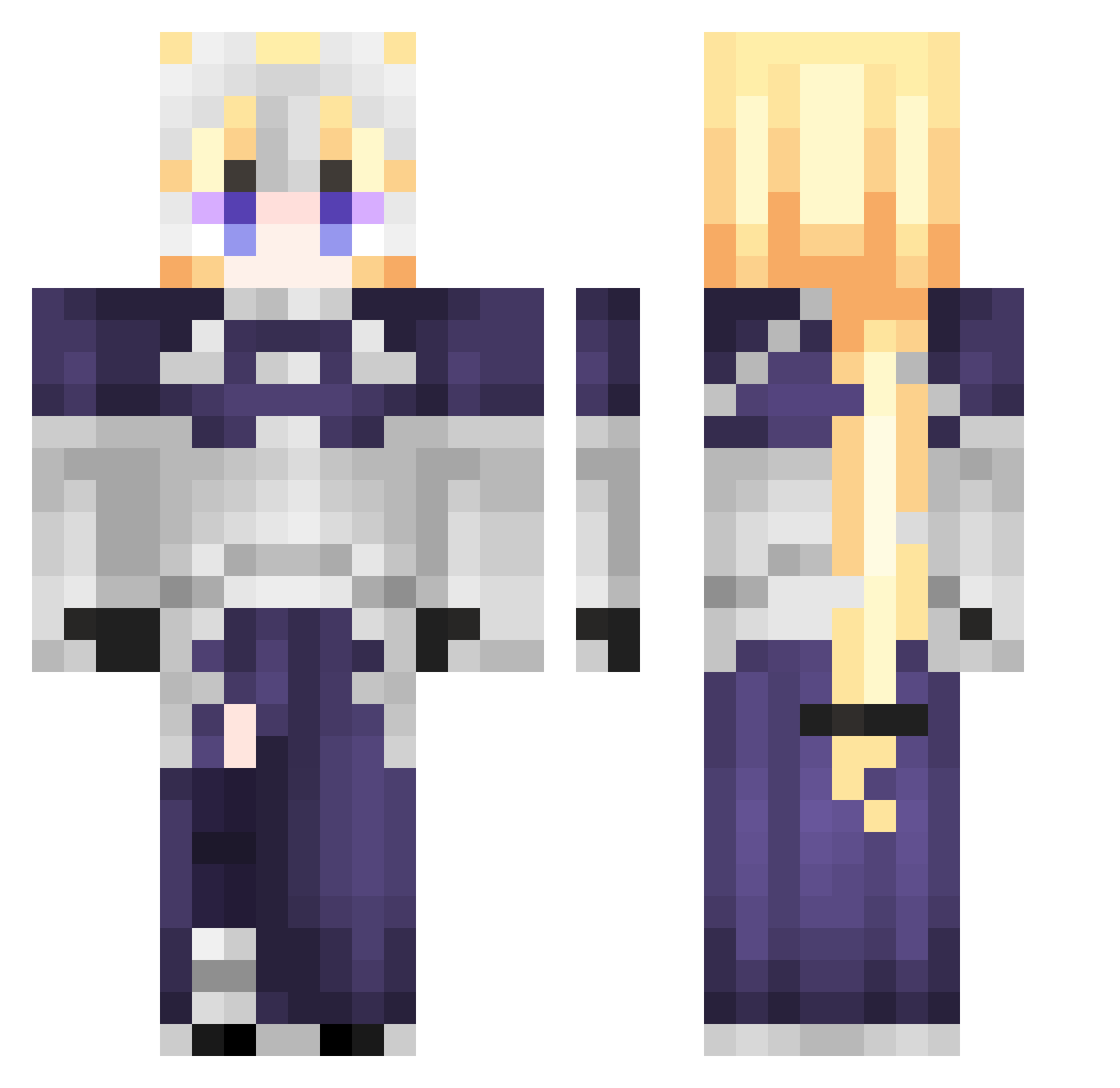 Ruler_R Minecraft skin, front and back view