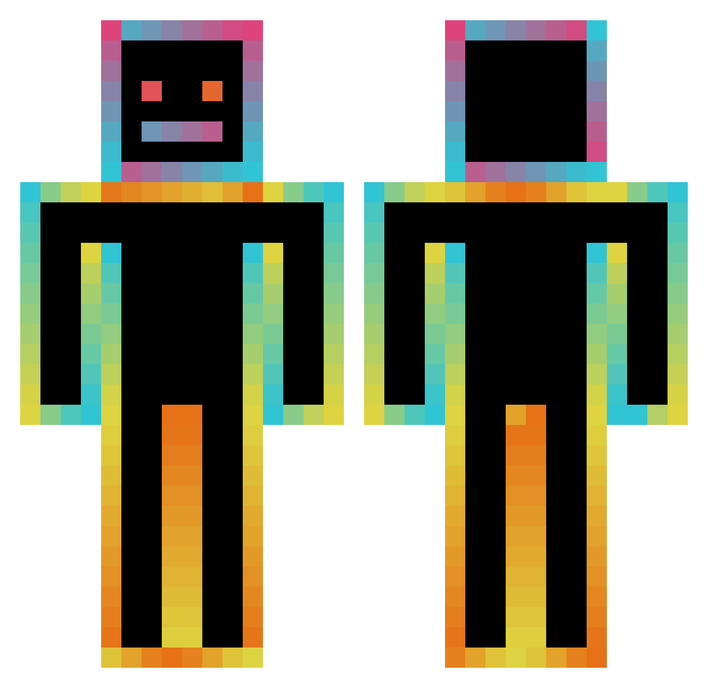 prasbas Minecraft skin, front and back view