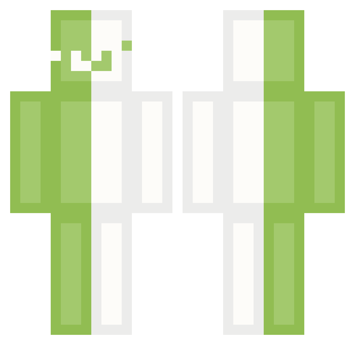 ItsMellowMoss Minecraft skin, front and back view
