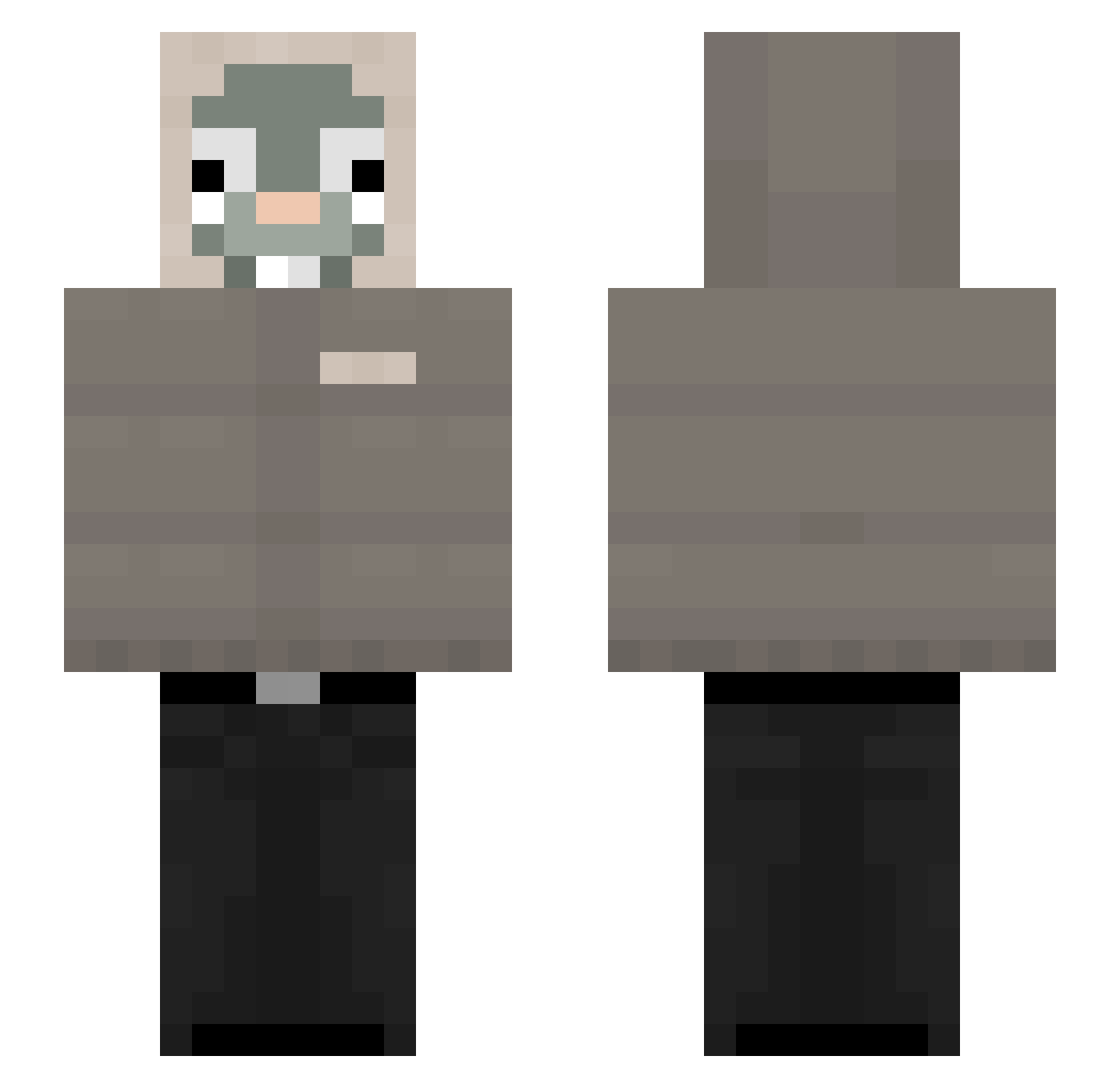 Dieserpvul Minecraft skin, front and back view