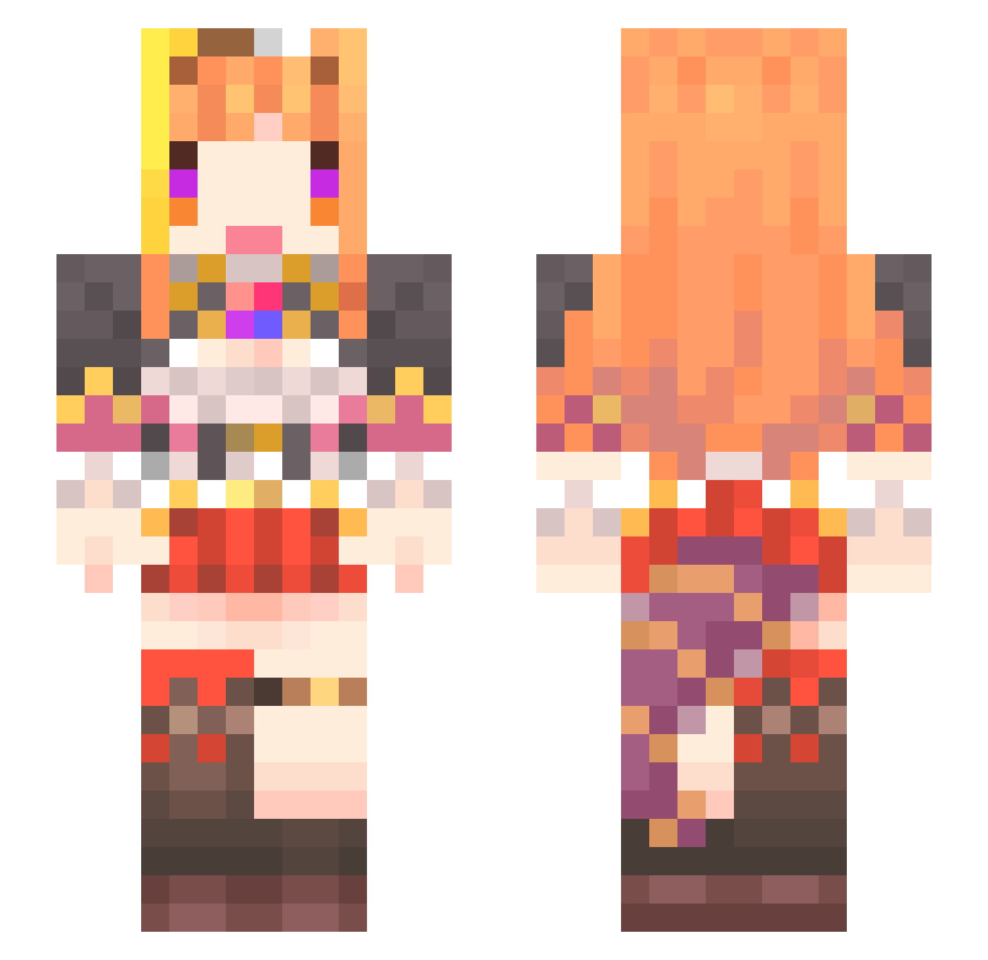 SaShaMaru Minecraft skin, front and back view