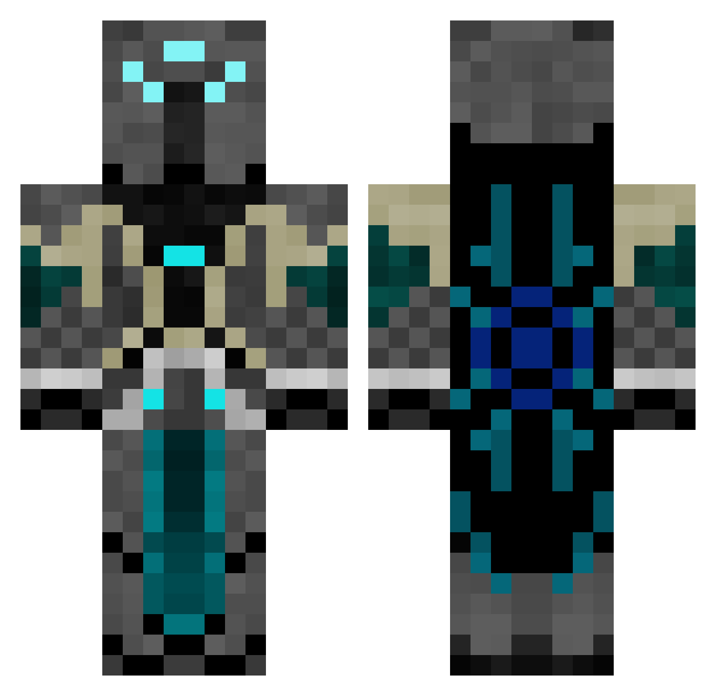 Creeqps Minecraft skin, front and back view