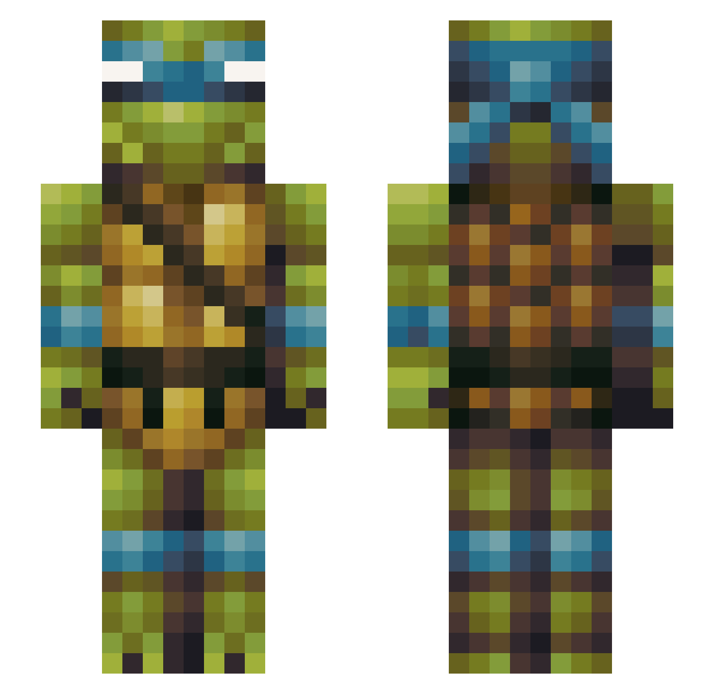 Dwaben Minecraft skin, front and back view