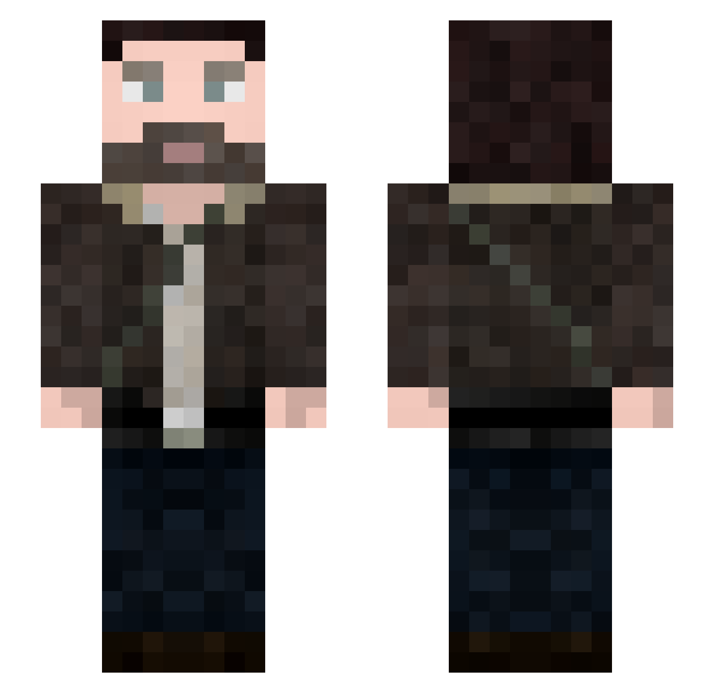 hentile Minecraft skin, front and back view