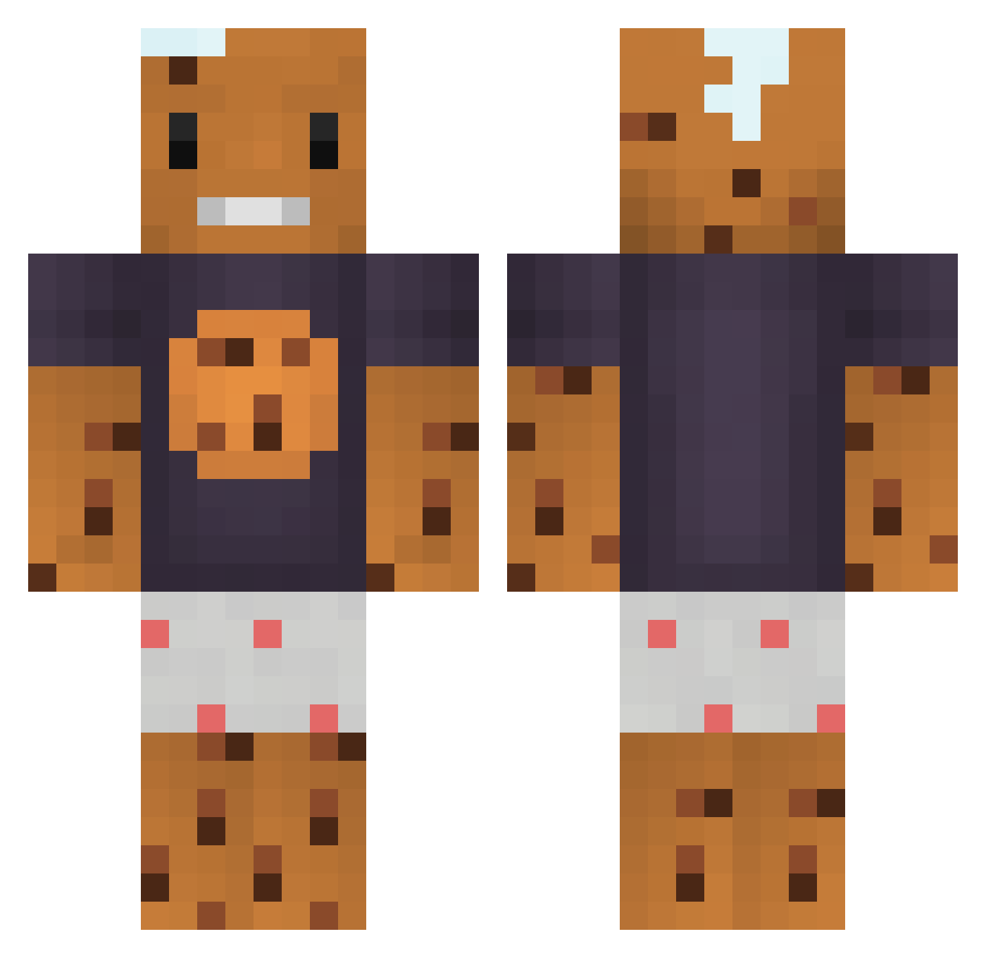 fipeton Minecraft skin, front and back view