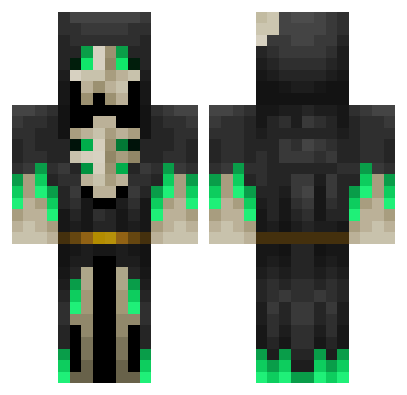 SnipingShadow Minecraft skin, front and back view