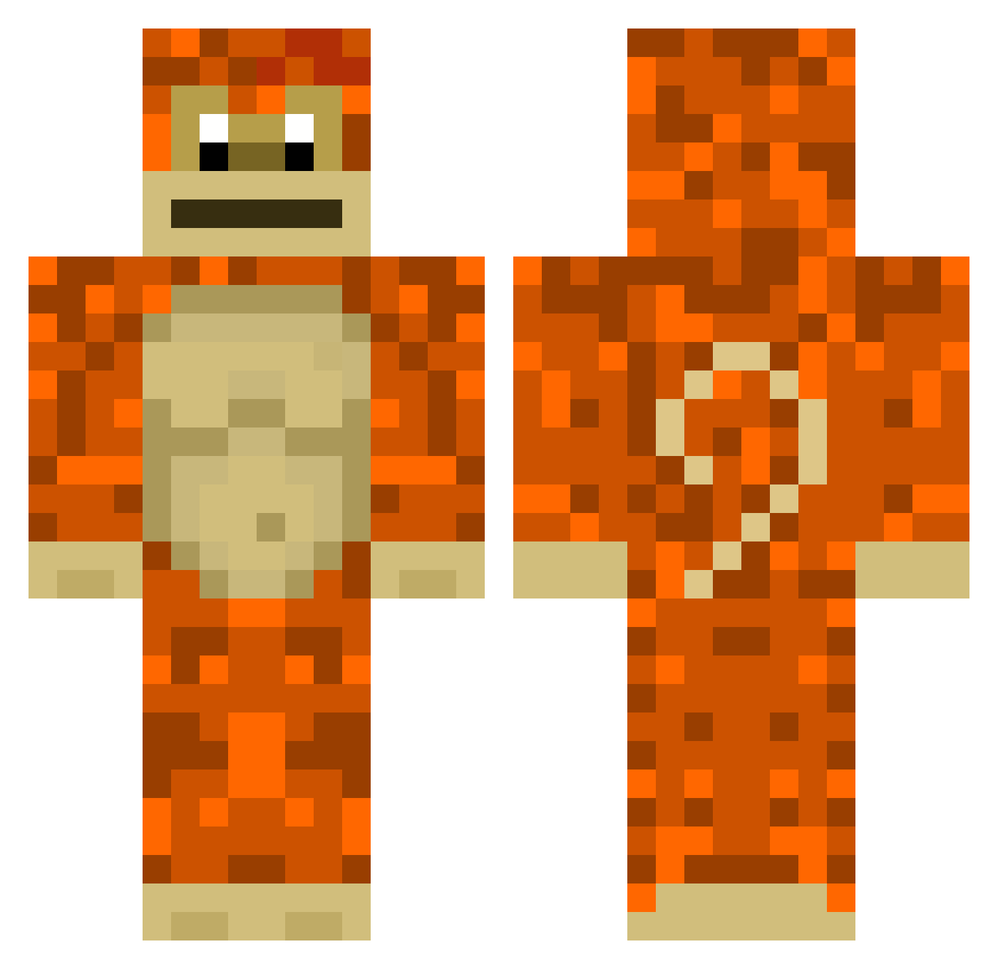Rectophobia Minecraft skin, front and back view