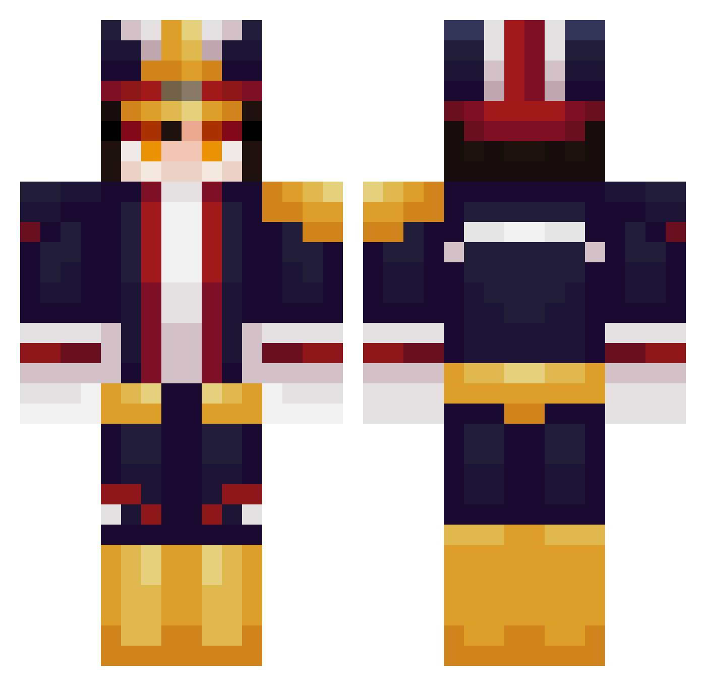 HalfJaise Minecraft skin, front and back view