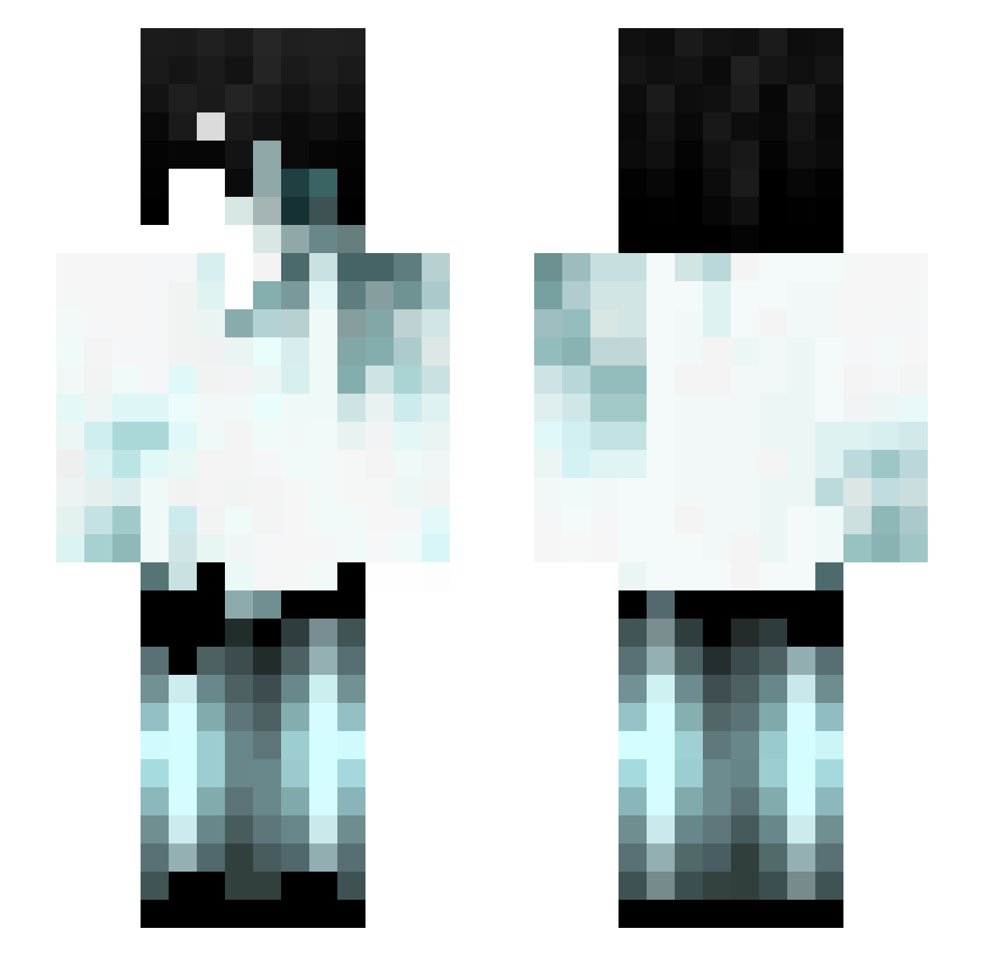 LOLkyu Minecraft skin, front and back view