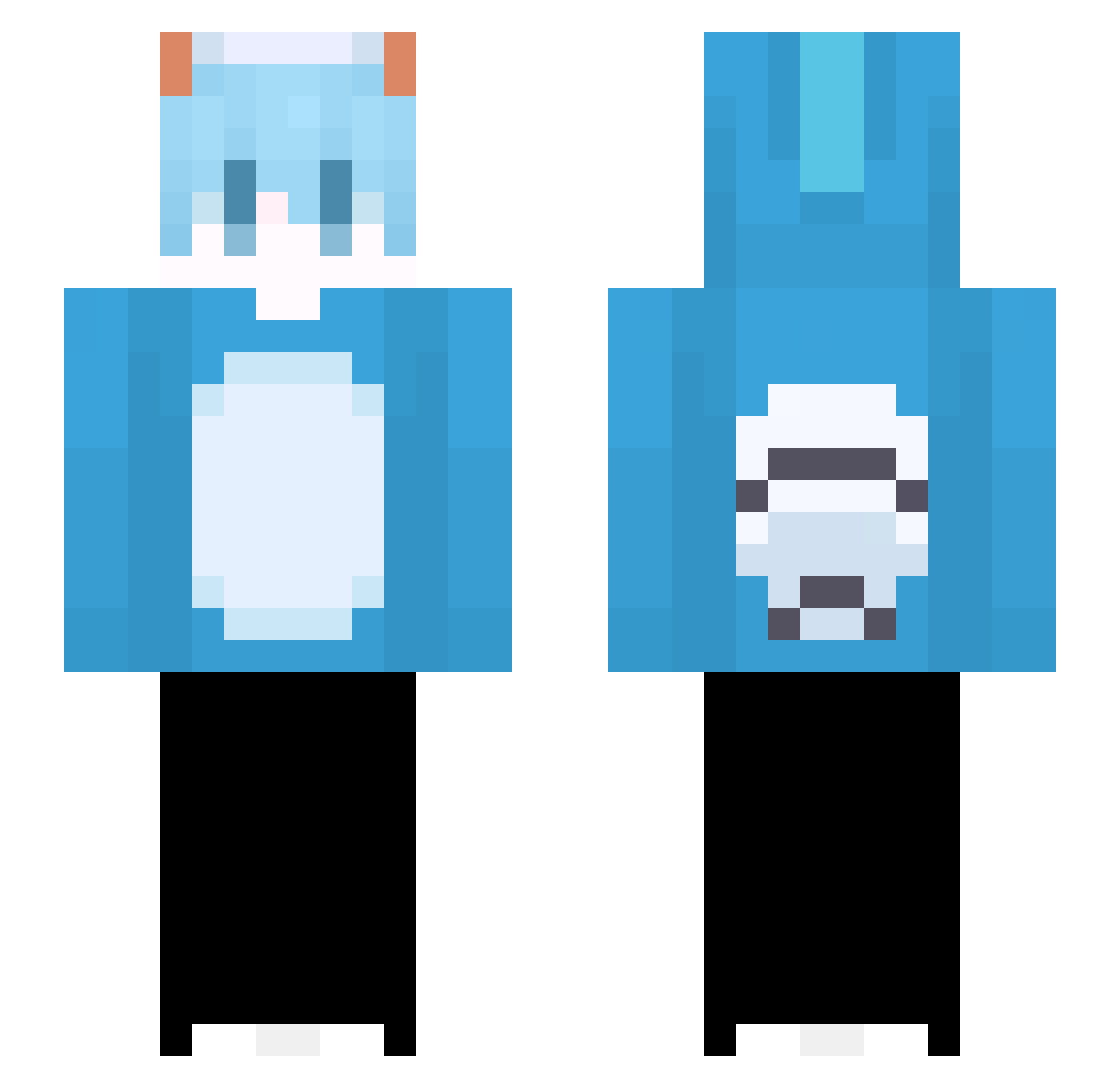 YuniqX Minecraft skin, front and back view