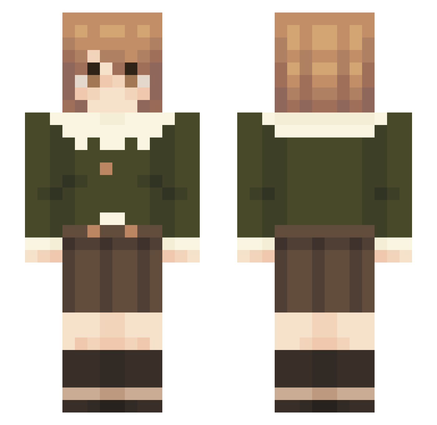 Hasuuuh Minecraft skin, front and back view