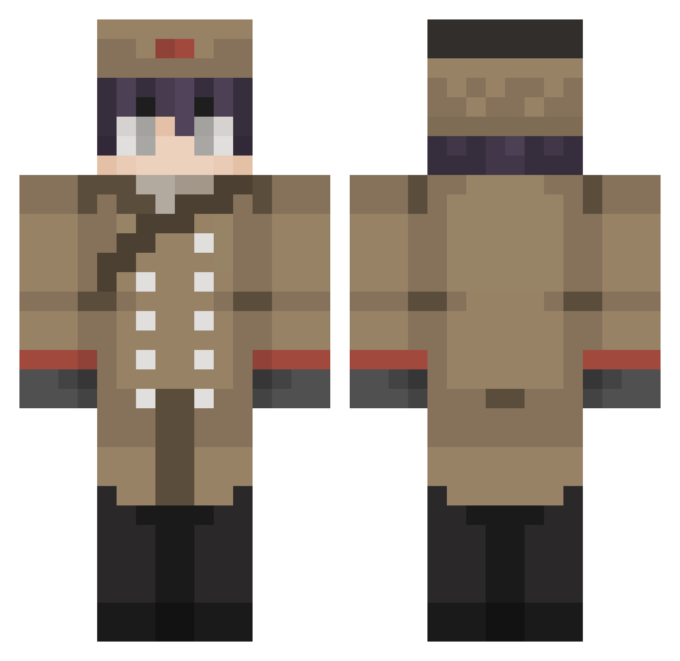 Superaltron Minecraft skin, front and back view
