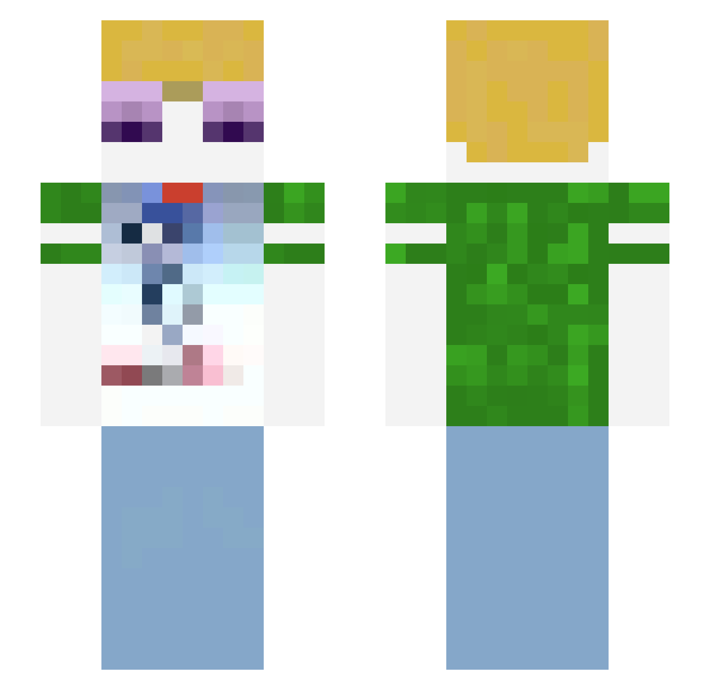 FlowerRiver Minecraft skin, front and back view