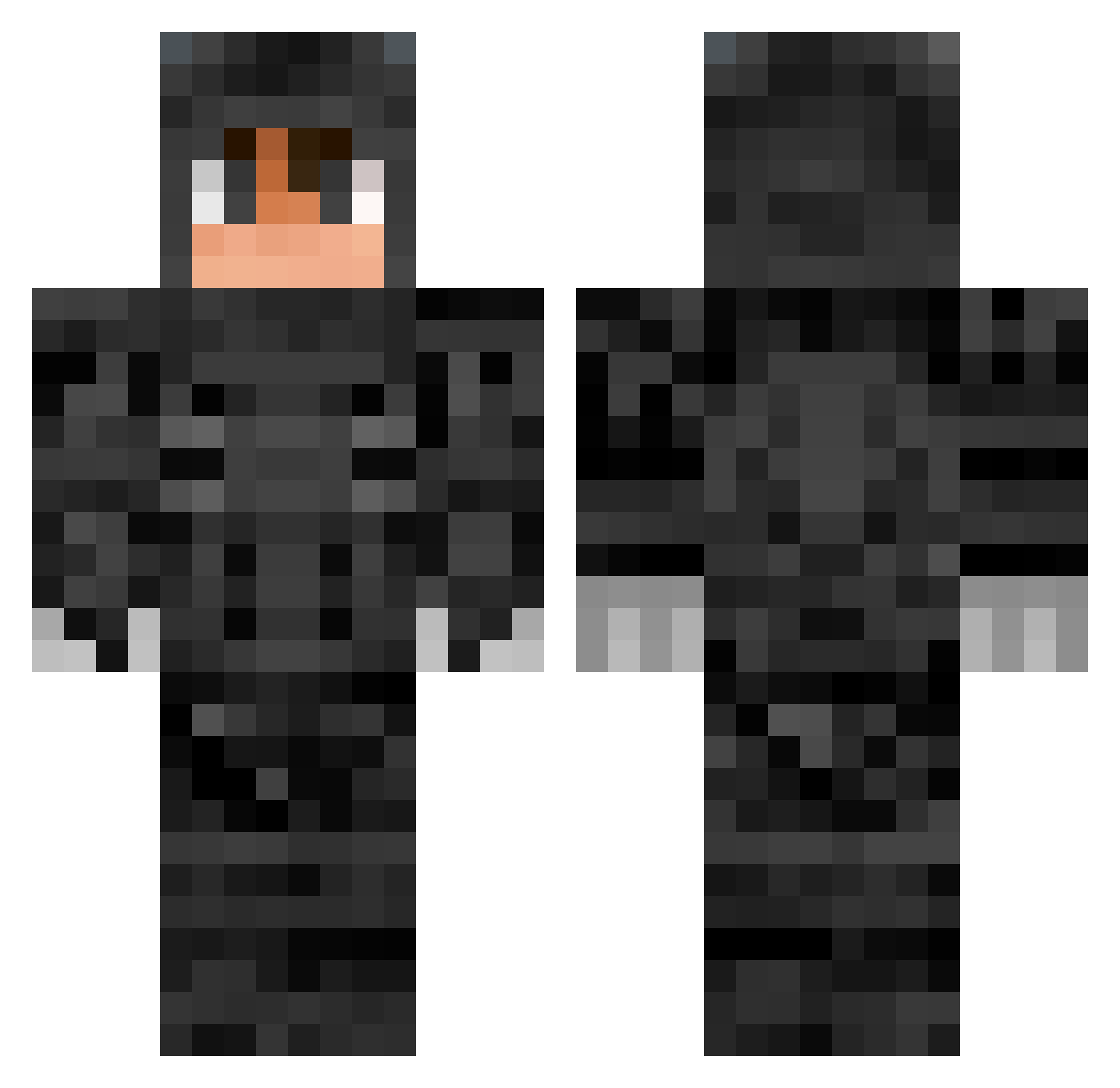 Cyma Minecraft skin, front and back view