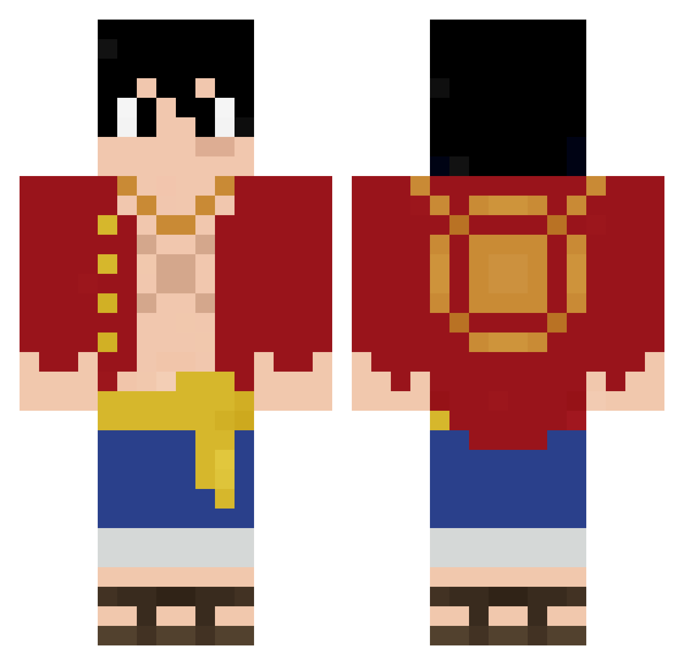 MugiwaraCrypto Minecraft skin, front and back view