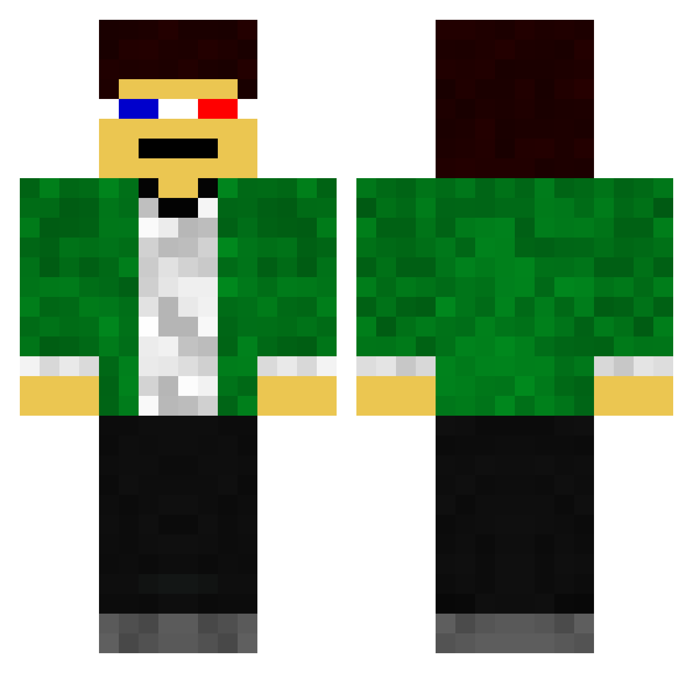 shifted Minecraft skin, front and back view