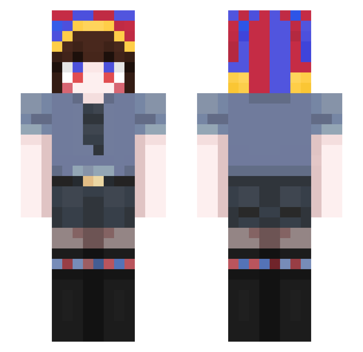 Crabulaunch Minecraft skin, front and back view