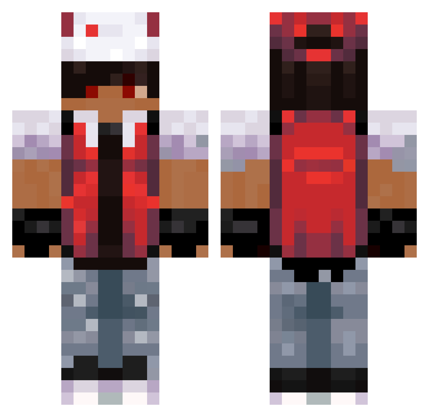 xylonite Minecraft skin, front and back view