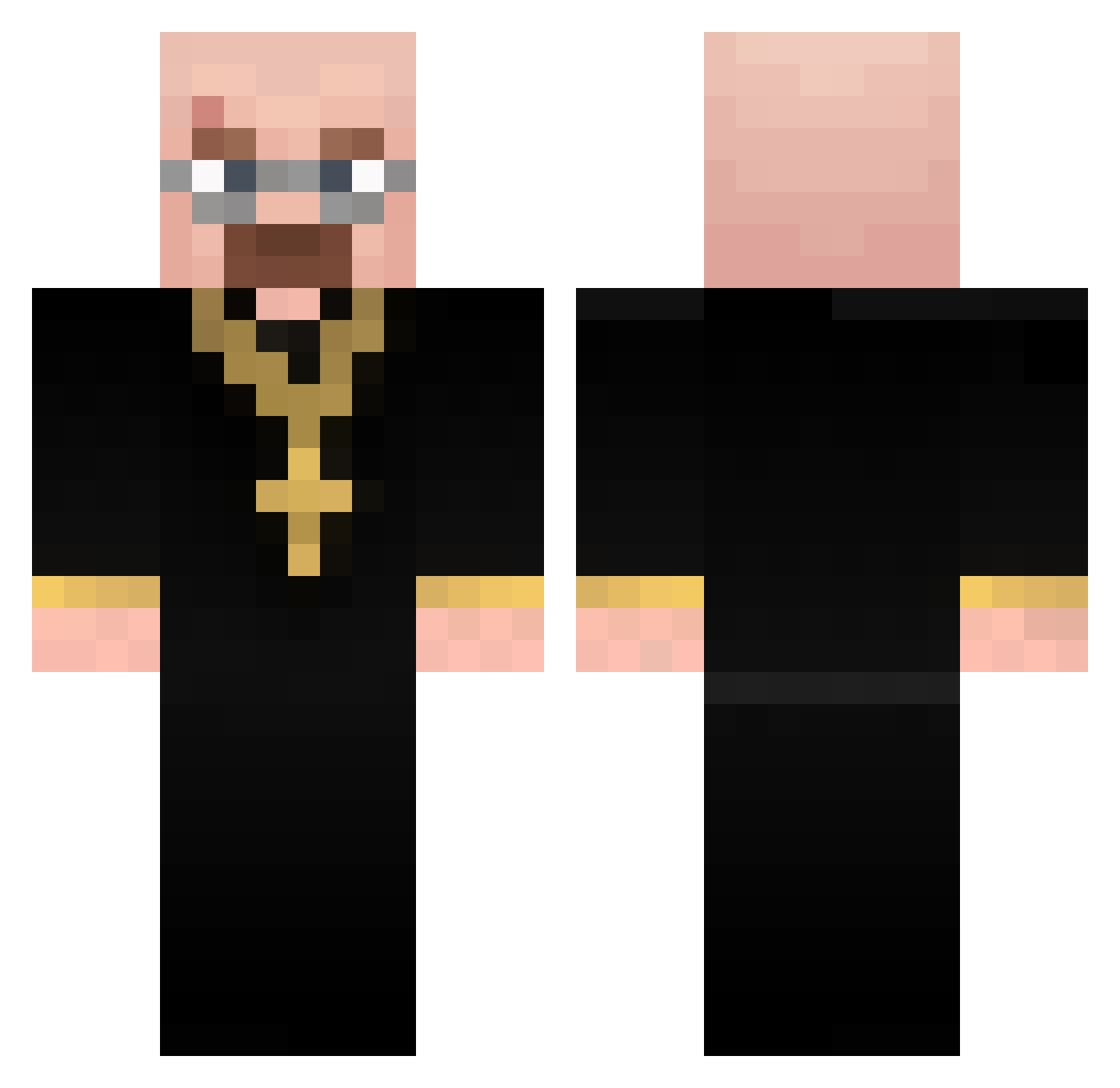 YoungPut1n Minecraft skin, front and back view