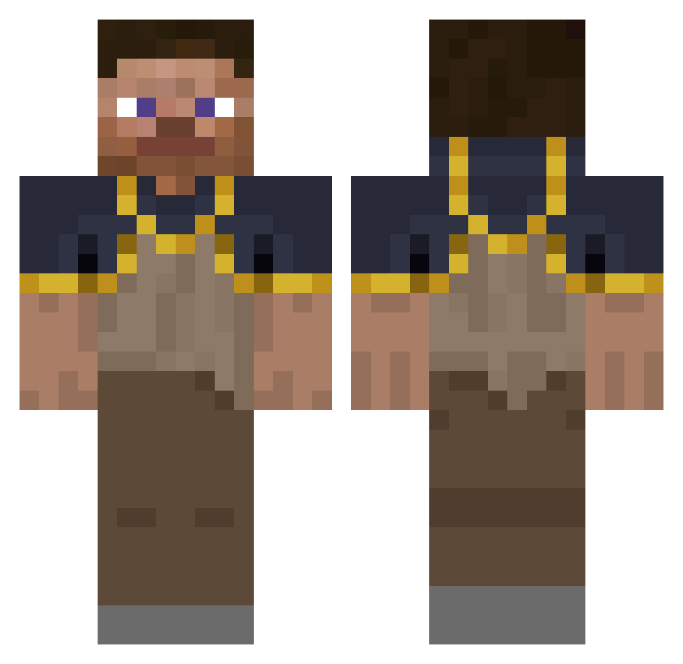 axmndo Minecraft skin, front and back view