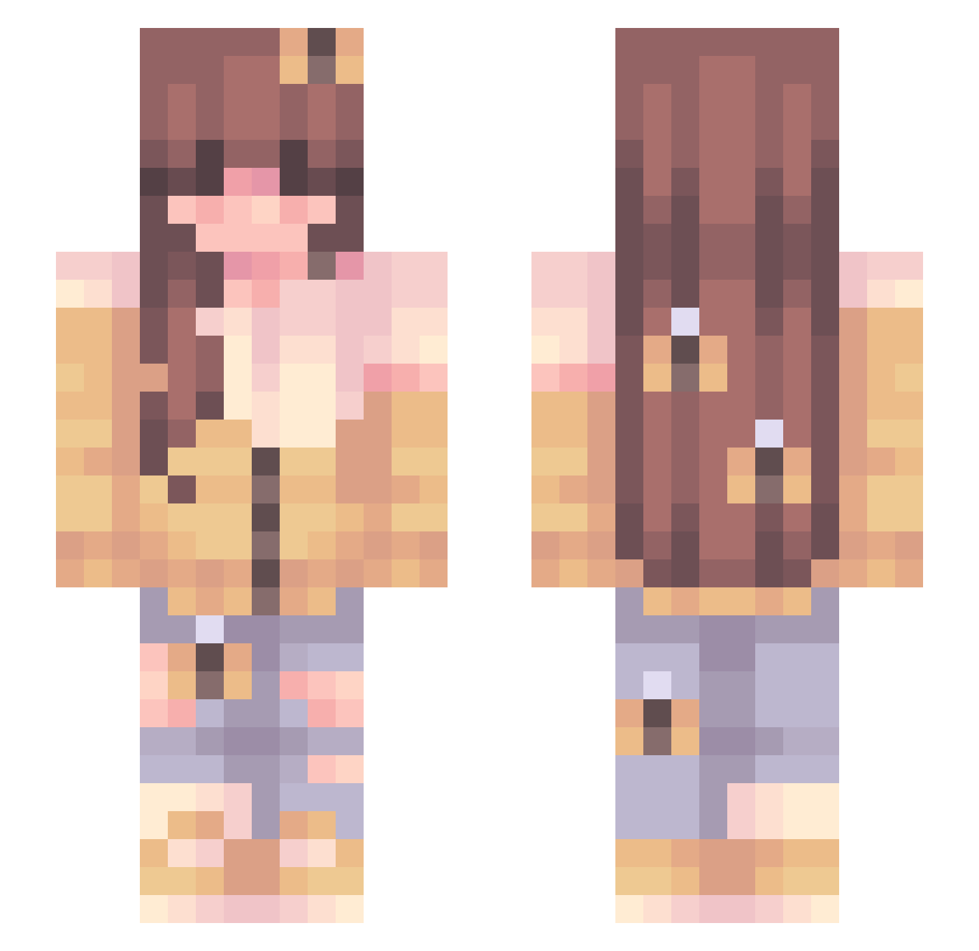 Amelita Minecraft skin, front and back view