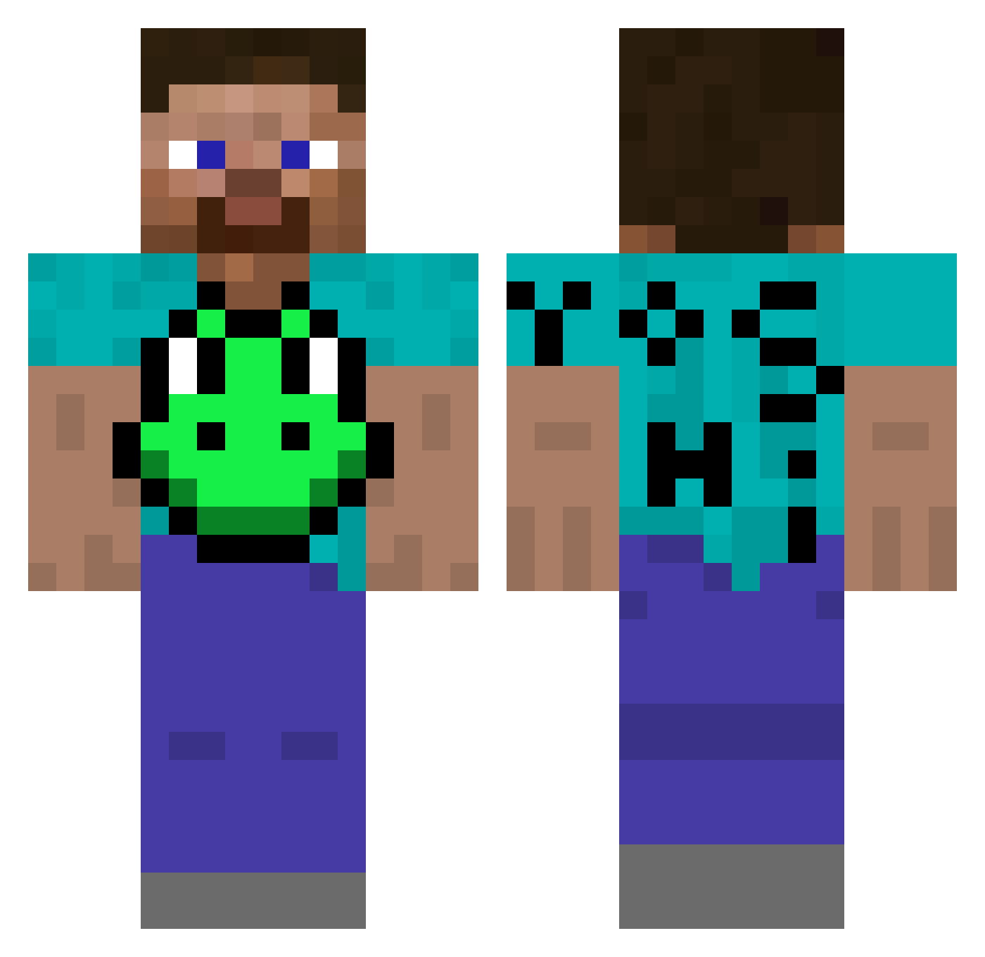 Lunka Minecraft skin, front and back view