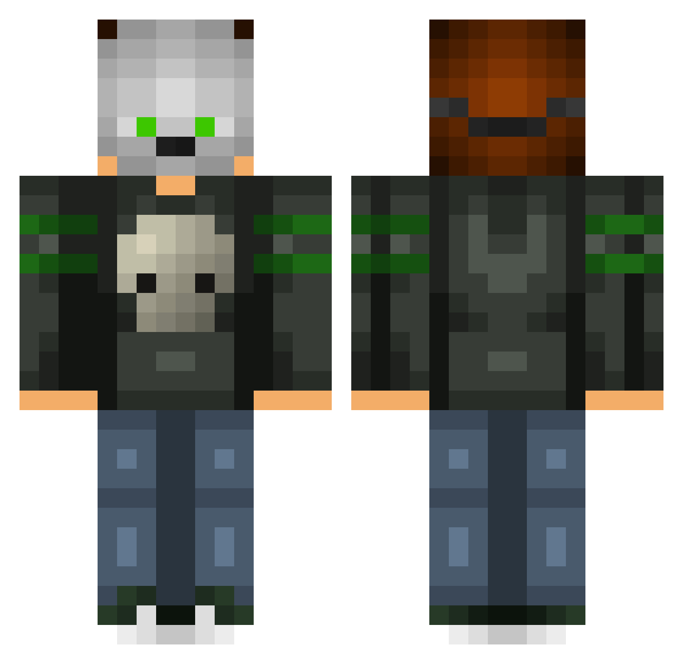 Scubanana Minecraft skin, front and back view
