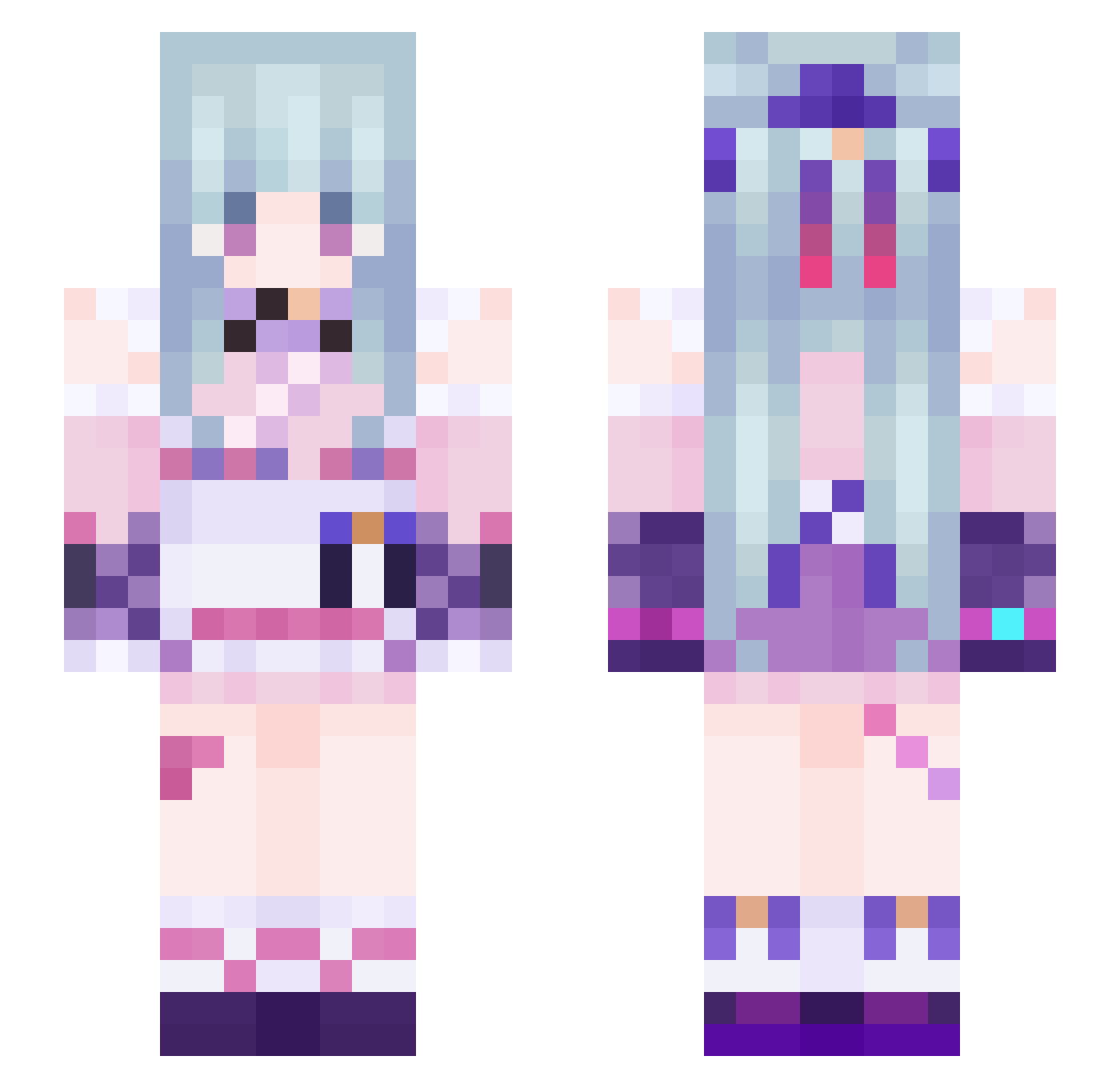 YUNELAN Minecraft skin, front and back view