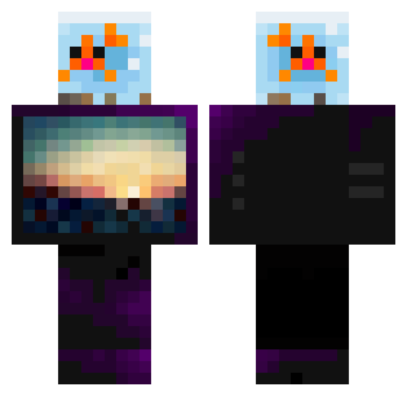 Drw1n Minecraft skin, front and back view