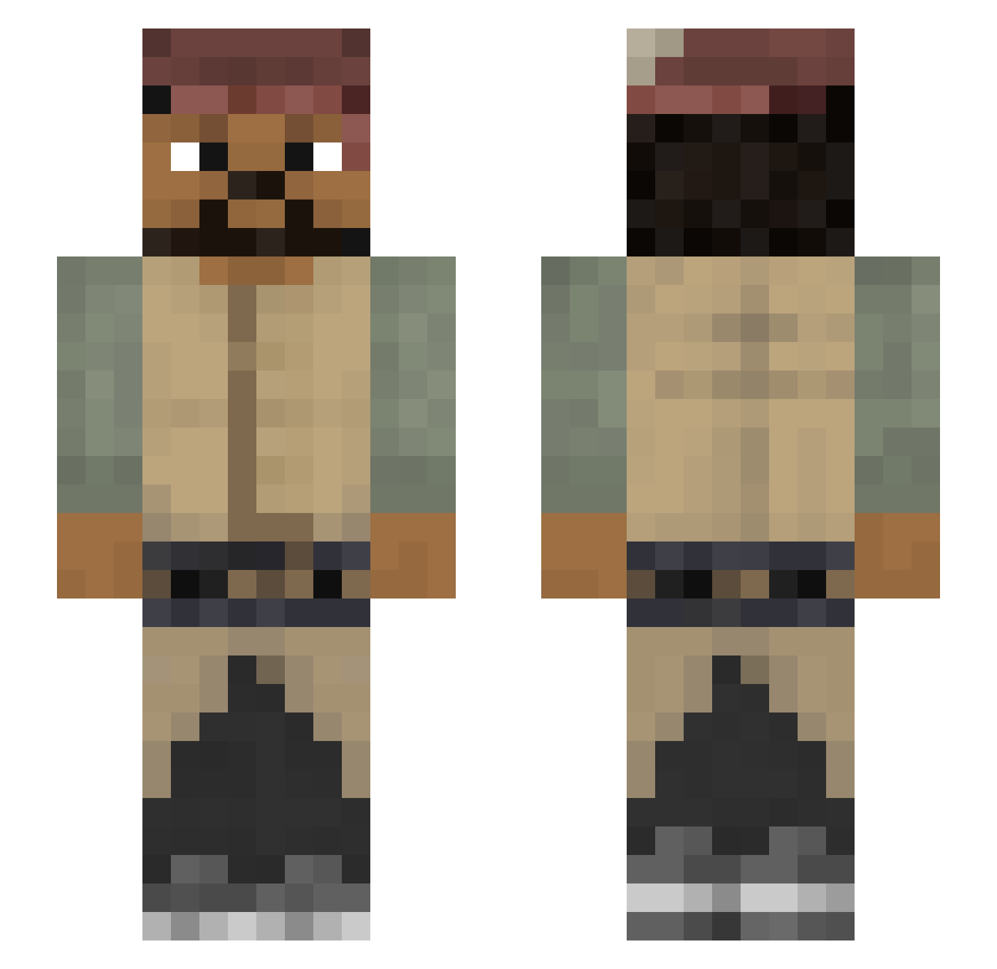 Justwiqc Minecraft skin, front and back view
