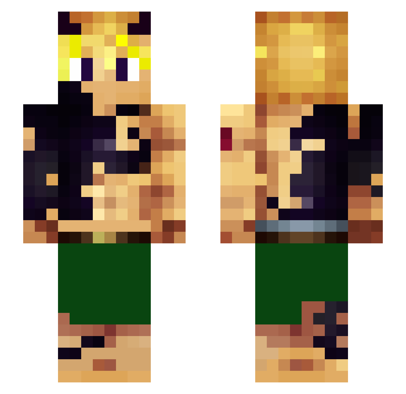 Meliodqs Minecraft skin, front and back view