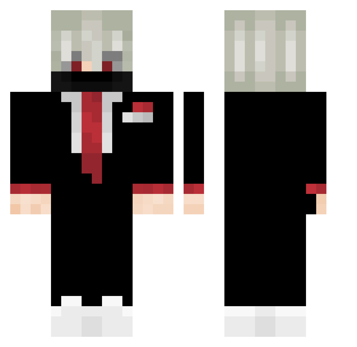 dybbert Minecraft skin, front and back view
