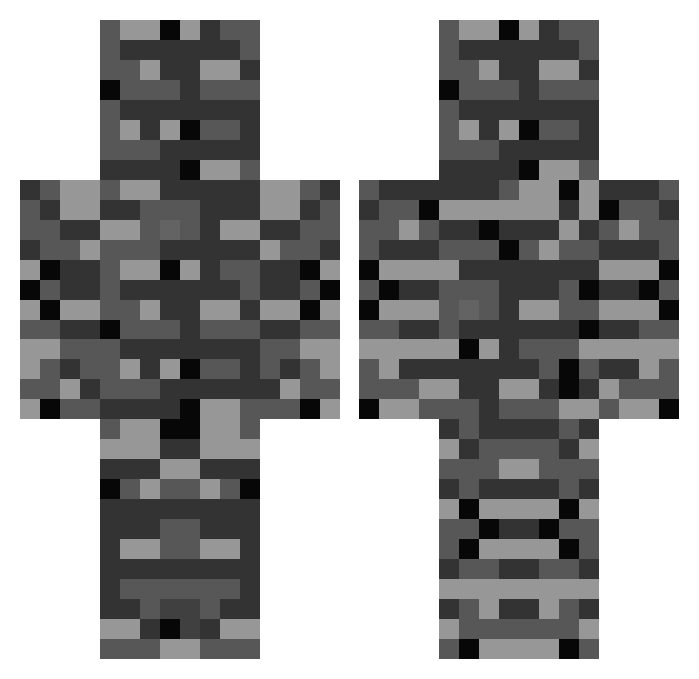 Woz8 Minecraft skin, front and back view