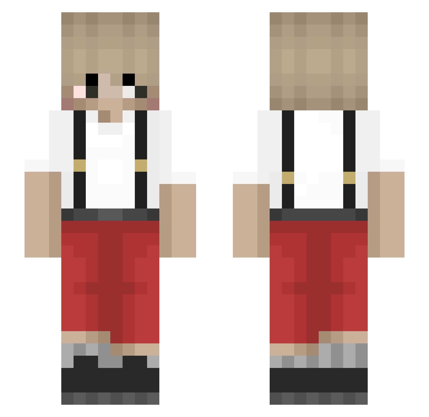 RinjoGaming Minecraft skin, front and back view