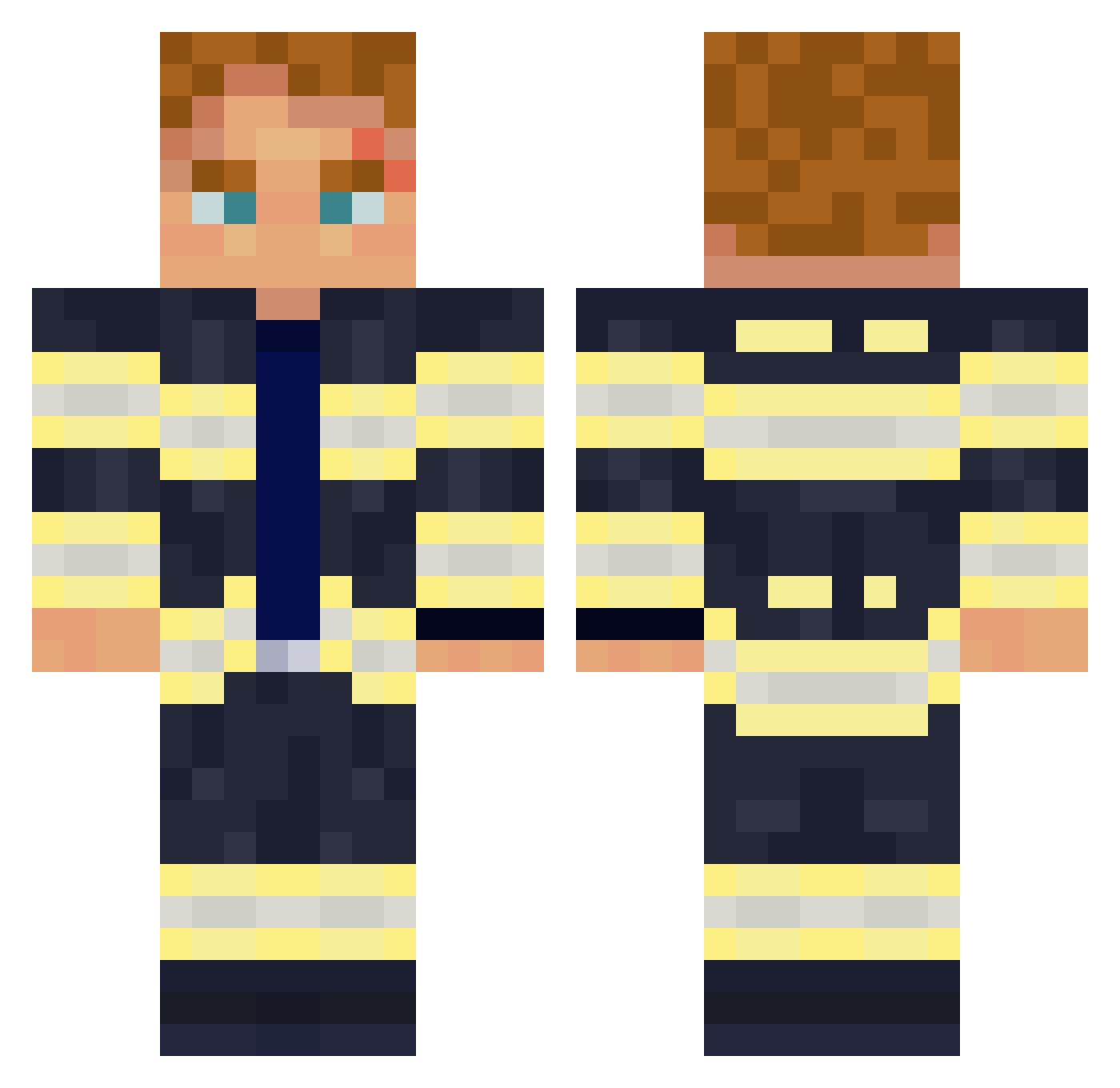 Subuism Minecraft skin, front and back view