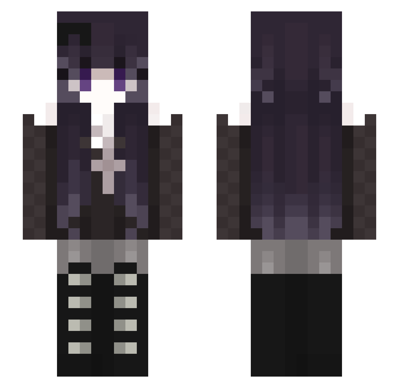 2DTeeVee Minecraft skin, front and back view