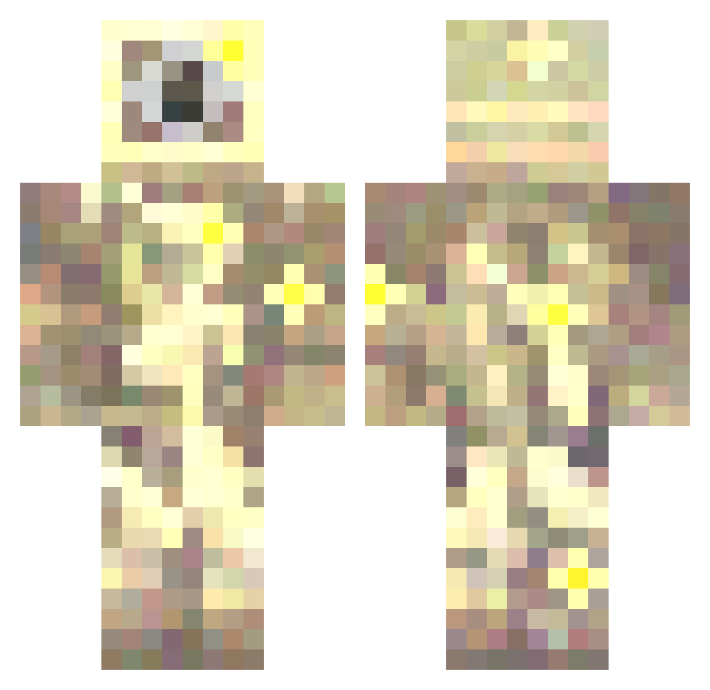 Betonus Minecraft skin, front and back view