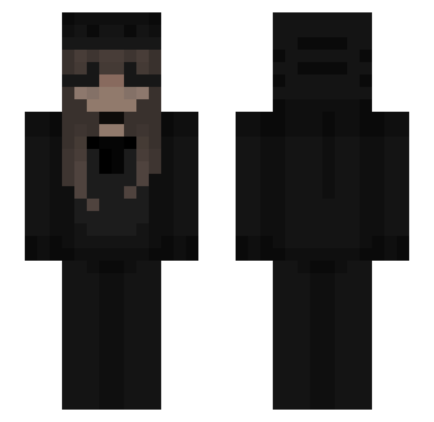 ambgel Minecraft skin, front and back view