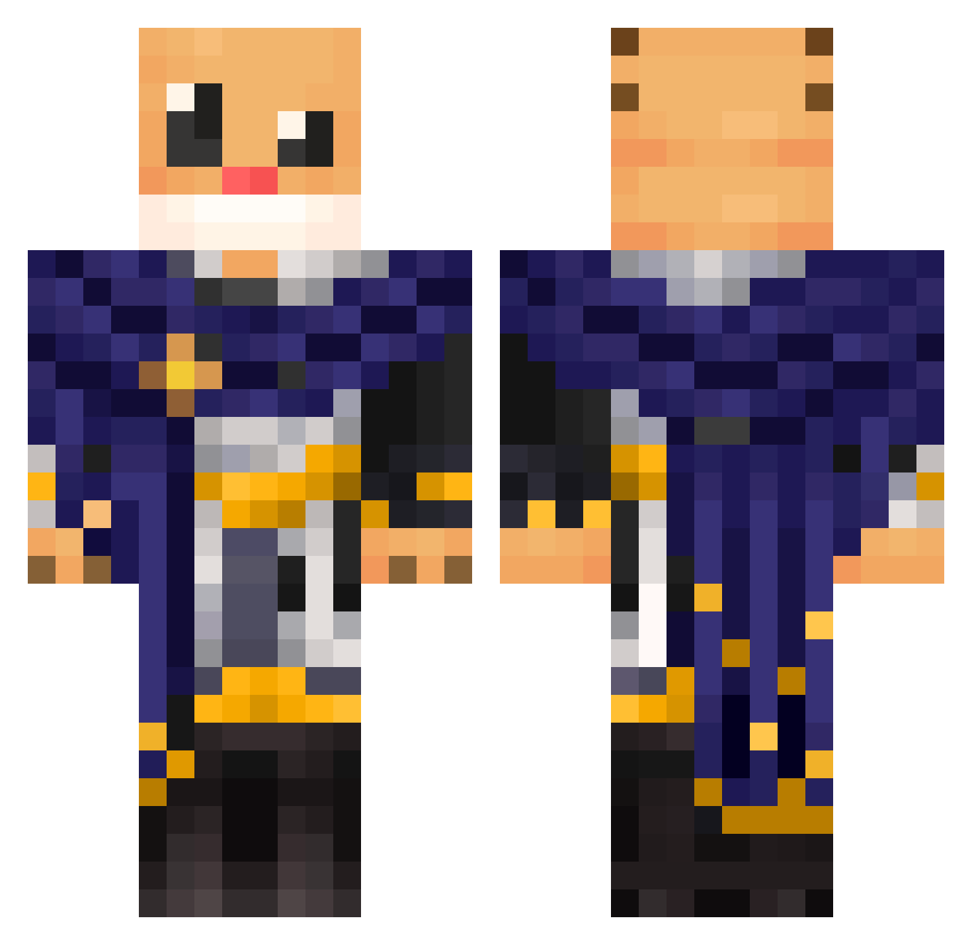 2div Minecraft skin, front and back view