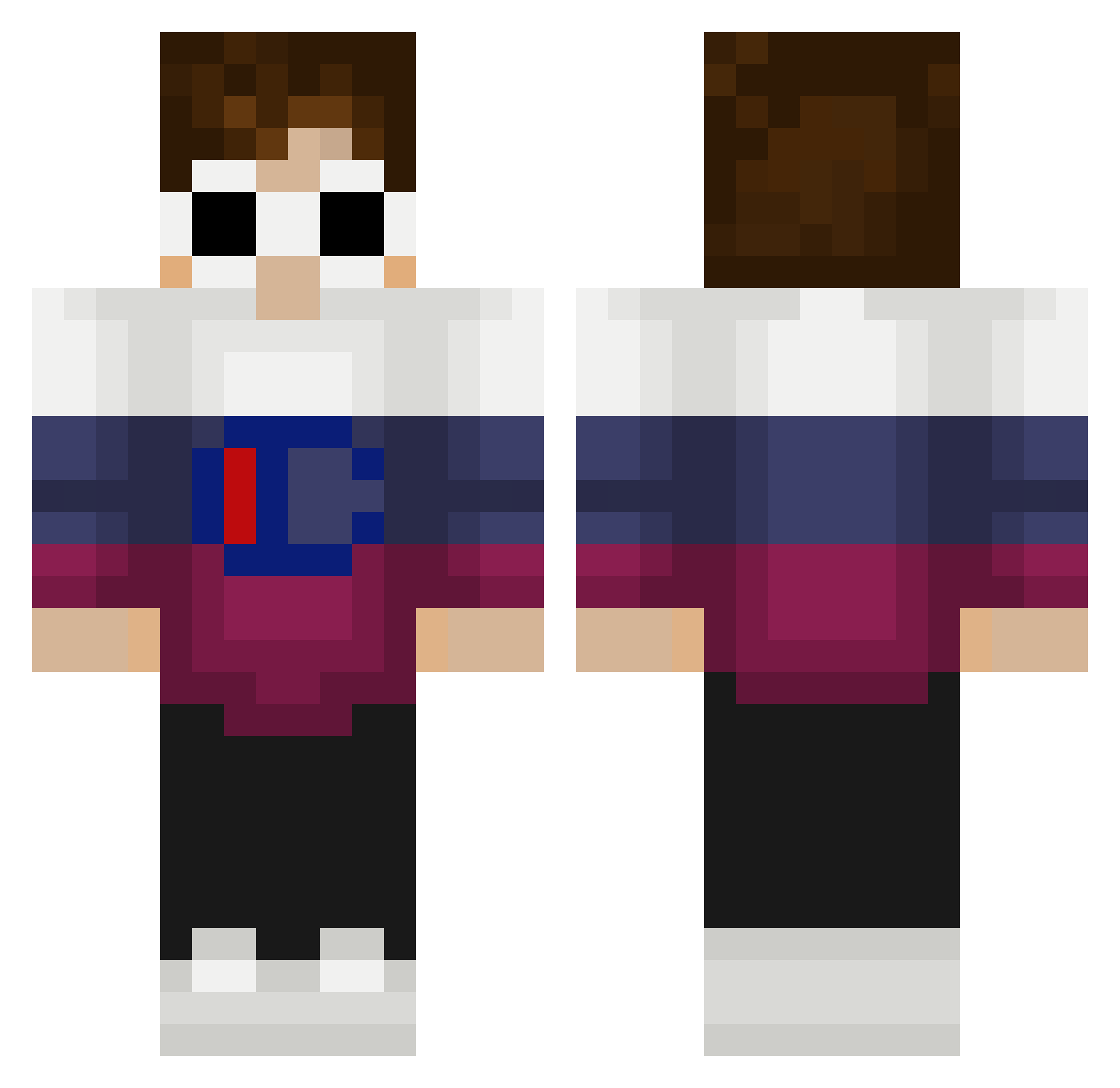 Jacob756 Minecraft skin, front and back view