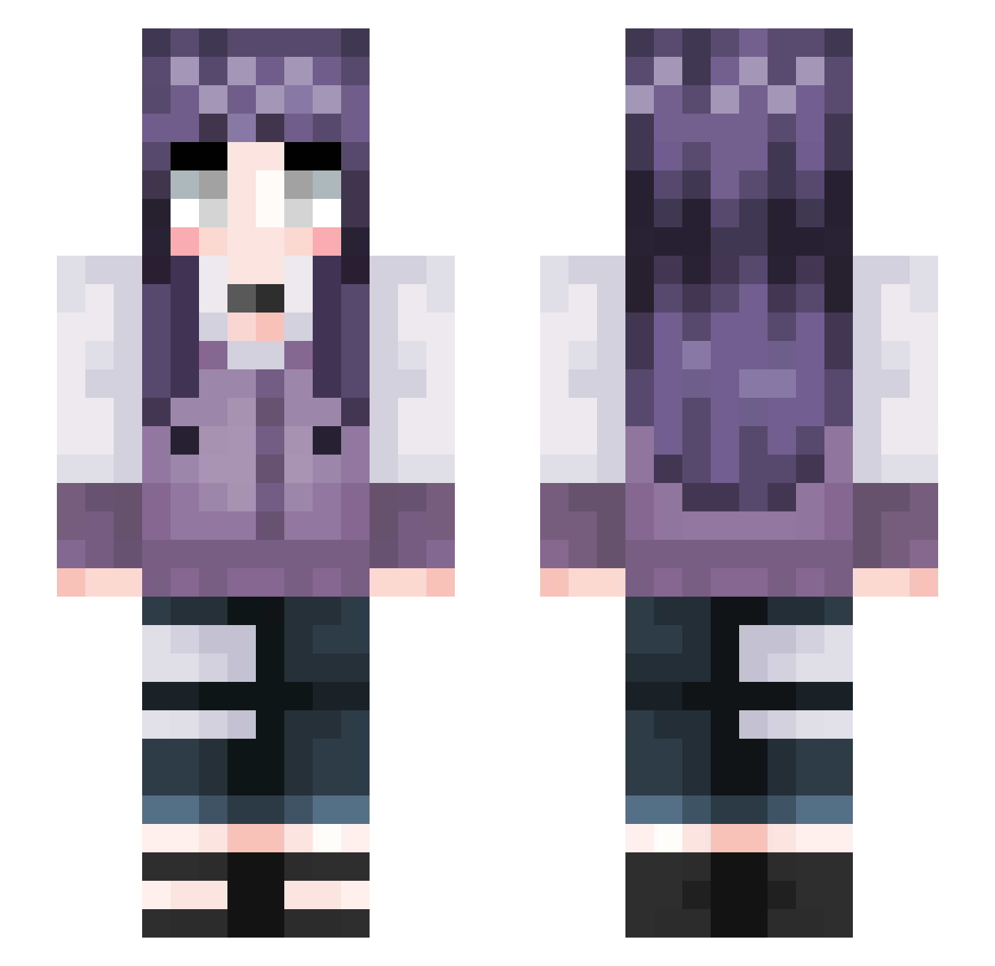 AkaiJoo Minecraft skin, front and back view